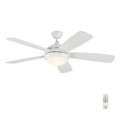 Generation Lighting Discus 52-in Integrated LED Smart Matte White with White Blades Ceiling Fan With Light - Remote Included ( 5 -Blade )