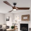 CO-Z 52-in Integrated LED Smart Brown with Polished Blades Propeller Ceiling Fan With Light - Remote Included ( 3 -Blade )