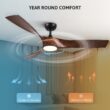 CO-Z 52-in Integrated LED Smart Brown with Polished Blades Propeller Ceiling Fan With Light - Remote Included ( 3 -Blade )
