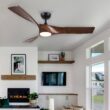CO-Z 52-in Integrated LED Smart Brown with Polished Blades Propeller Ceiling Fan With Light - Remote Included ( 3 -Blade )