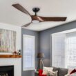 CO-Z 52-in Integrated LED Smart Brown with Polished Blades Propeller Ceiling Fan With Light - Remote Included ( 3 -Blade )