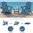 SERWALL 5PC Adjustable Folding Adirondack Chair and Ottoman and Double Side Table, HDPE Adirondack Chairs Set for Outdoor, Blue