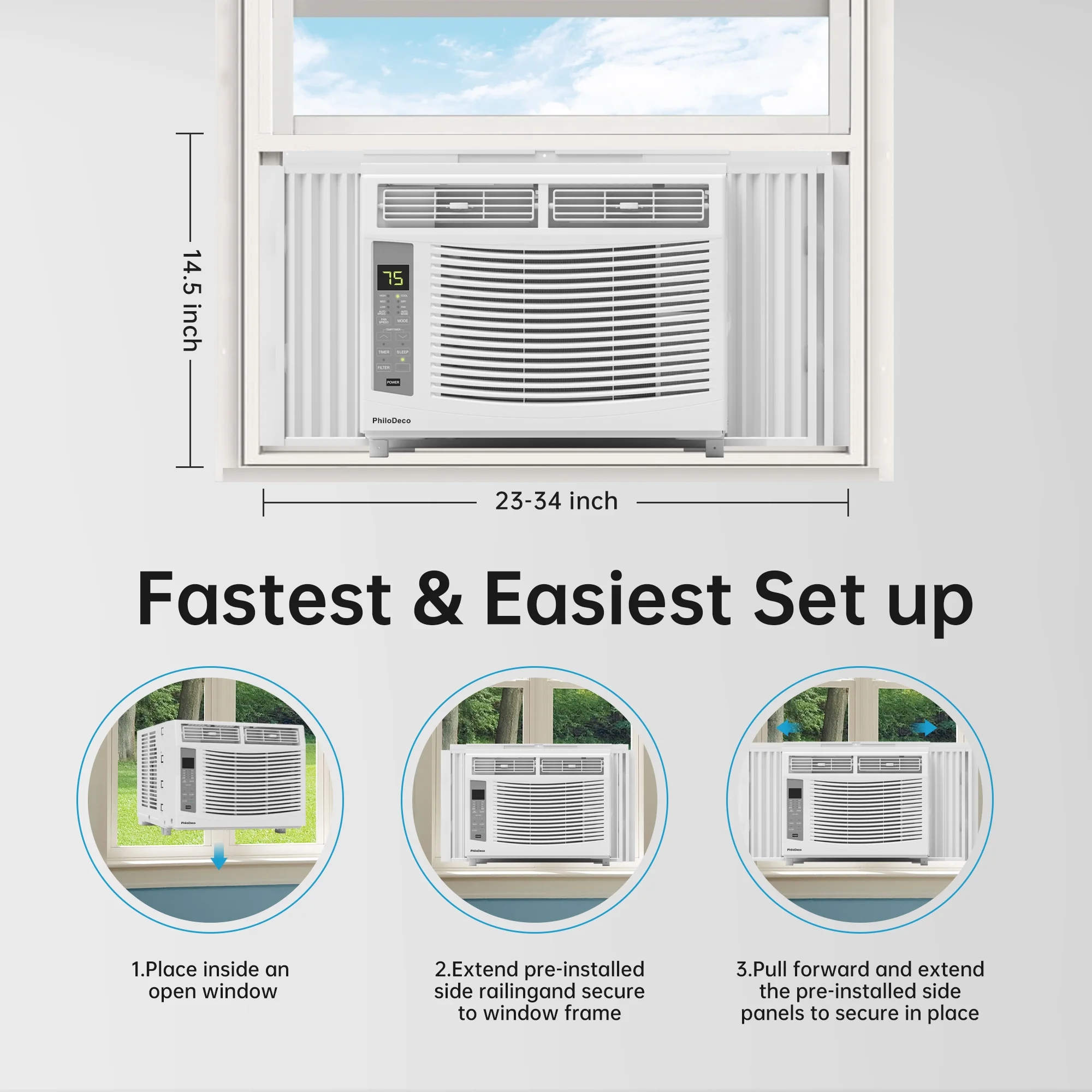 PhiloDeco 6000 BTU Window Air Conditioner Cool to 250 sq ft Intelligent, LED, Remote Control PhiloDeco 6000 BTU Window Air Conditioner Cool to 250 sq ft Intelligent, LED, Remote Control - Image 4