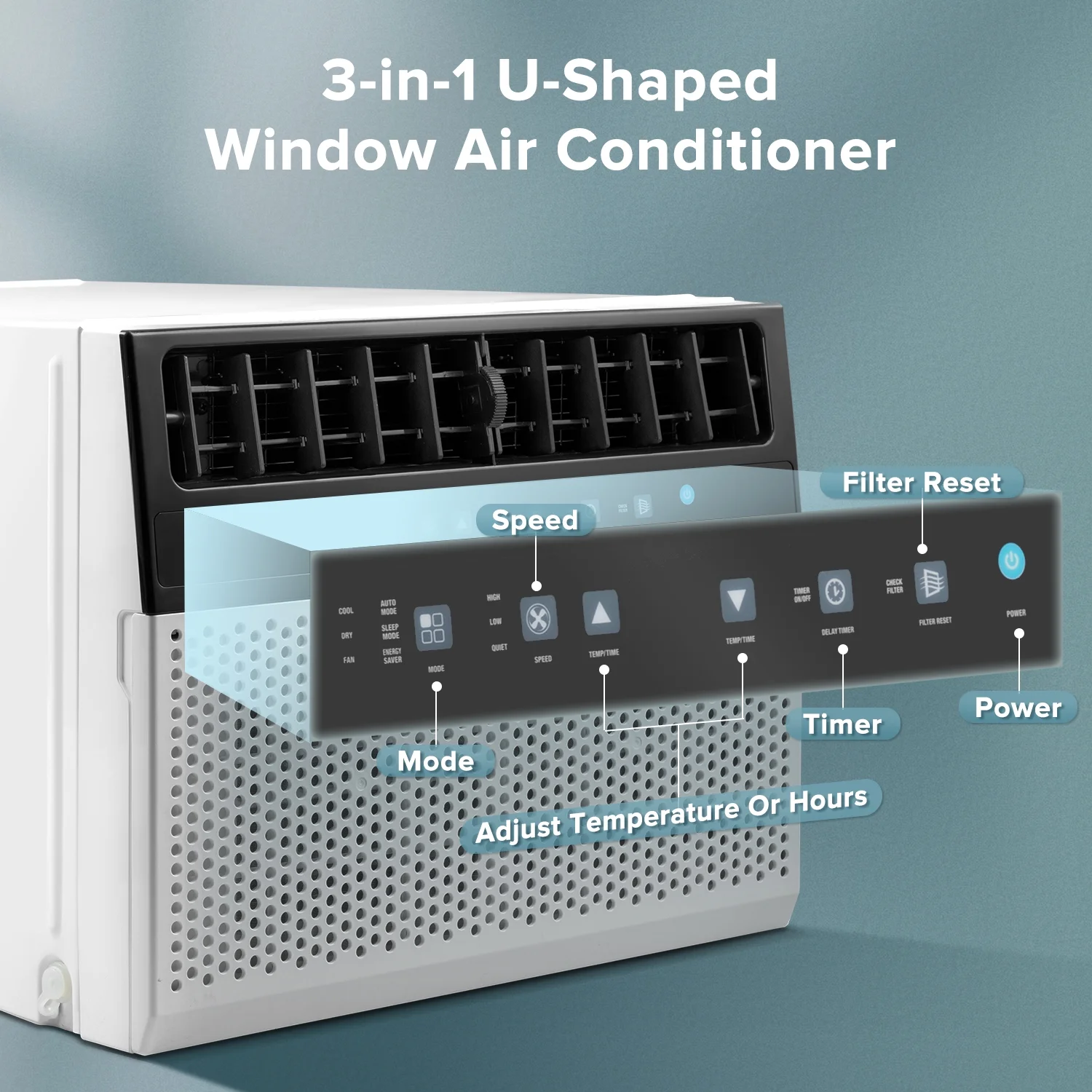 KISSAIR Window Air Conditioner, 10 000 BTU Ashrae Cools 450 Sq.ft., Window AC Unit 6 Modes 24H Timer KISSAIR Window Air Conditioner, 10 000 BTU Ashrae Cools 450 Sq.ft., Window AC Unit 6 Modes 24H Timer - Image 5