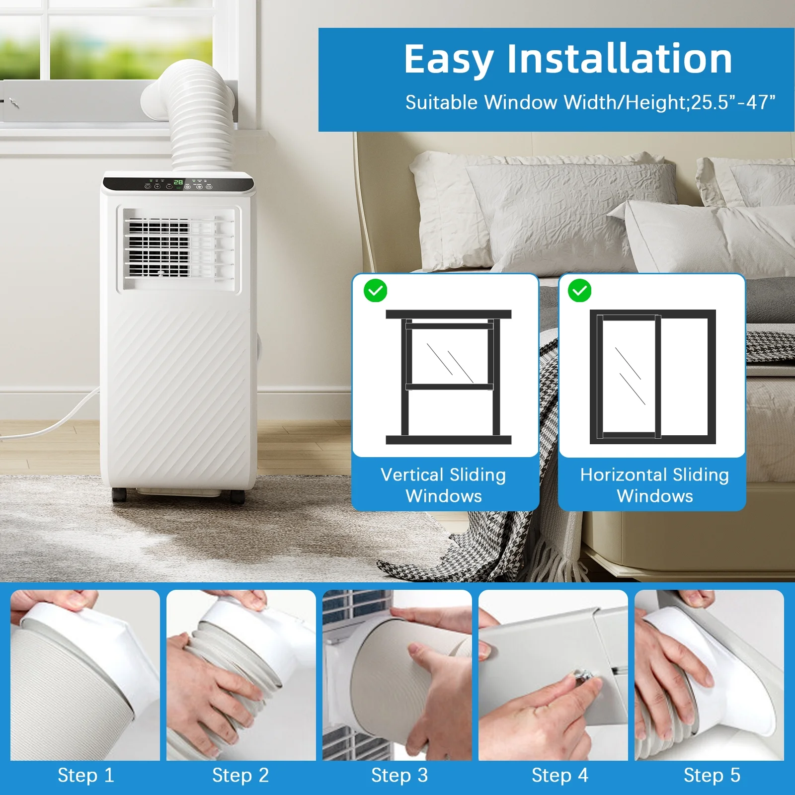 Fenbeli 8000 BTU ASHRAE Portable Air Conditioner with Remote Control, White Fenbeli 8000 BTU ASHRAE Portable Air Conditioner with Remote Control, White - Image 5