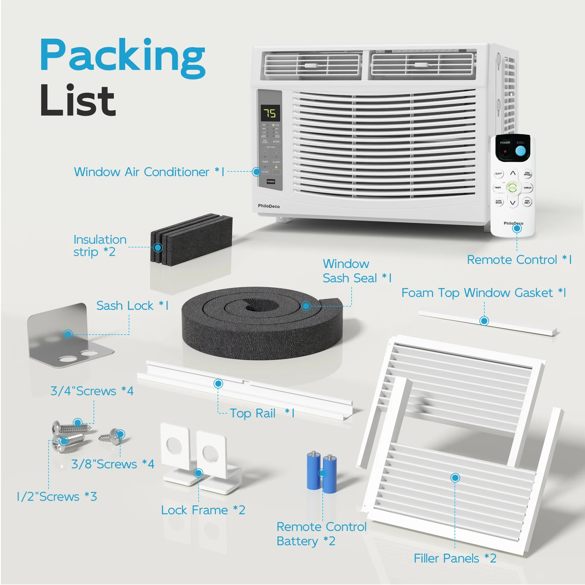 PhiloDeco 6000 BTU Window Air Conditioner Cool to 250 sq ft Intelligent, LED, Remote Control PhiloDeco 6000 BTU Window Air Conditioner Cool to 250 sq ft Intelligent, LED, Remote Control - Image 5