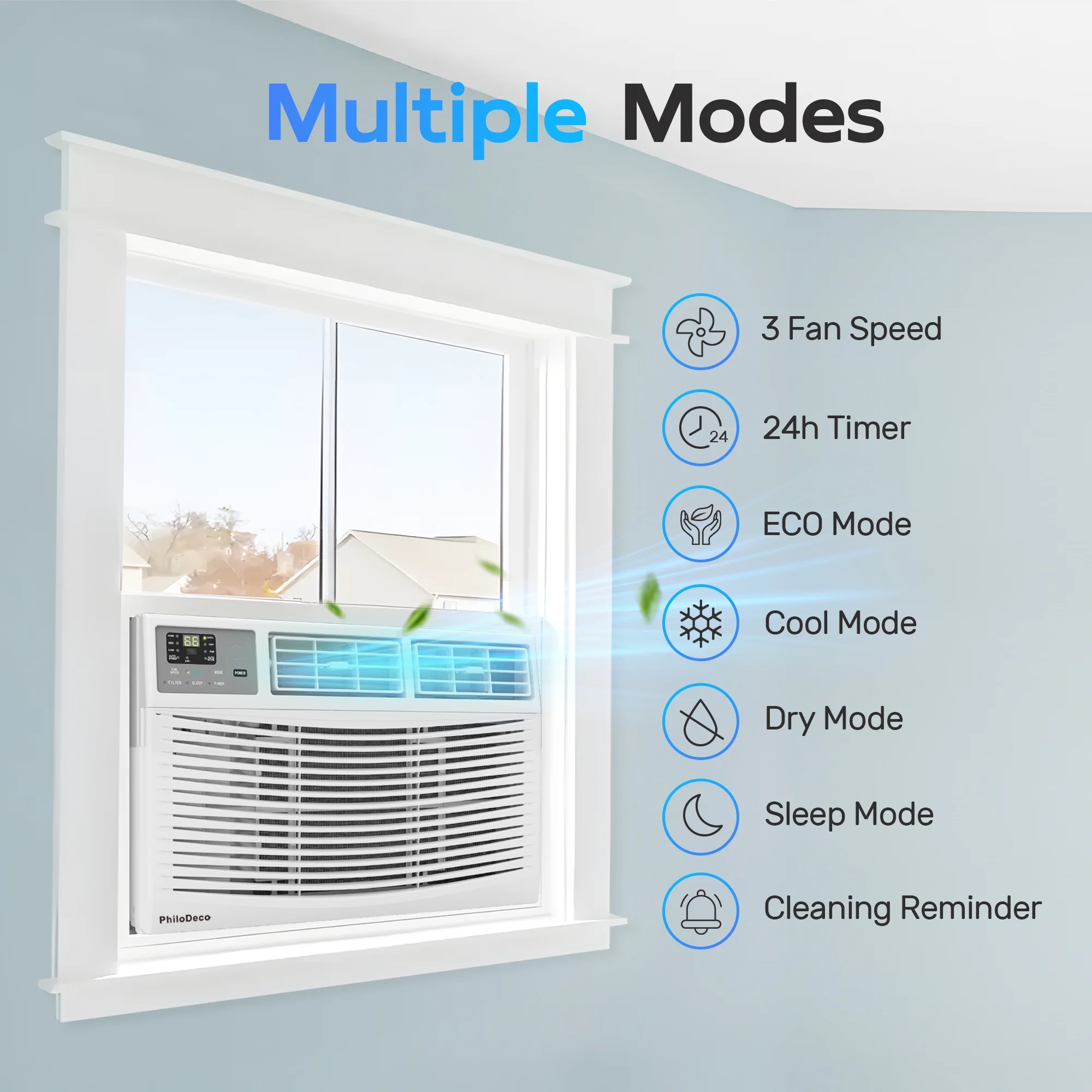 PhiloDeco 8000 BTU Window Air Conditioner 350 Sq. ft. Intelligent, LED Display Screen, with Remote Control PhiloDeco 8000 BTU Window Air Conditioner 350 Sq. ft. Intelligent, LED Display Screen, with Remote Control - Image 4