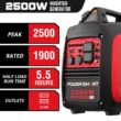 PowerSmart 2500W Portable Inverter Gas Generator, CO Detect Super Quiet Low Oil Shutdown,for Camping