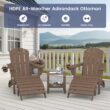 SERWALL 5PC Adjustable Folding Adirondack Chair and Ottoman and Double Side Table, HDPE Adirondack Chairs Set for Outdoor, Brown