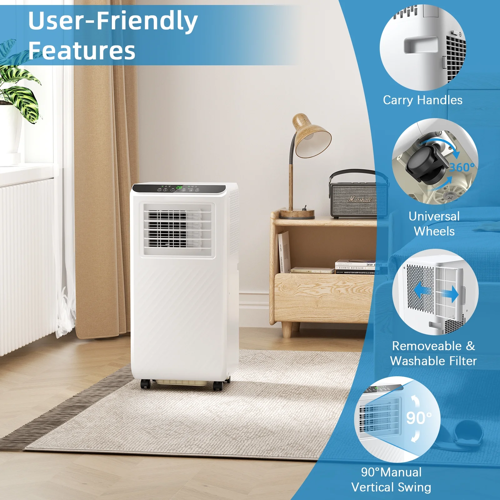 Fenbeli 8000 BTU ASHRAE Portable Air Conditioner with Remote Control, White Fenbeli 8000 BTU ASHRAE Portable Air Conditioner with Remote Control, White - Image 3