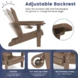 SERWALL 5PC Adjustable Folding Adirondack Chair and Ottoman and Double Side Table, HDPE Adirondack Chairs Set for Outdoor, Brown