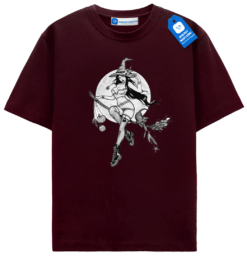 Beautiful Witch And Cat T Shirt, Gothic Halloween Moon Tee
