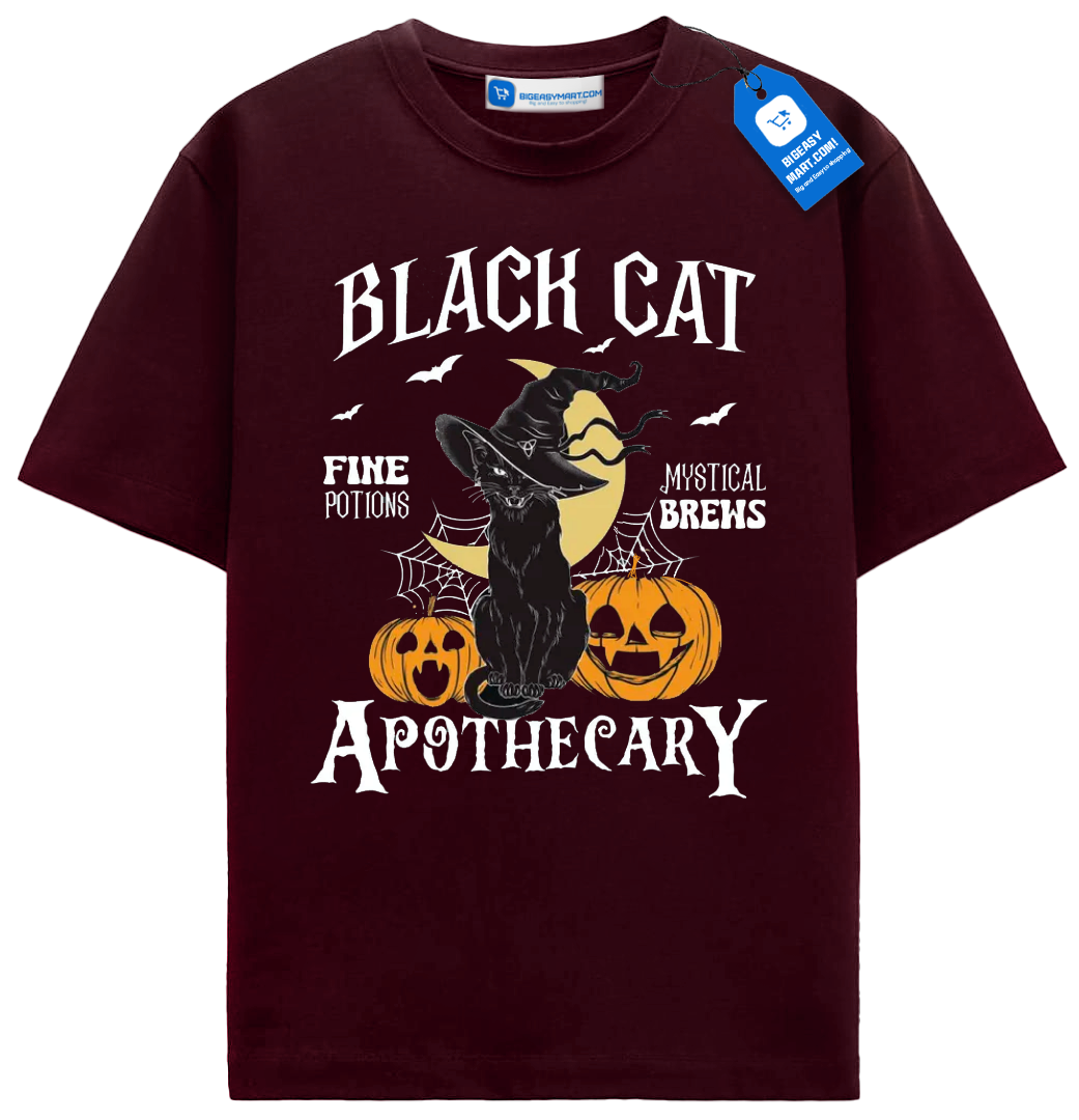 Black Cat Apothecary T Shirt, Vintage Halloween Witchy Cat Tee Black Cat Apothecary T Shirt, Vintage Halloween Witchy Cat Tee - Image 4
