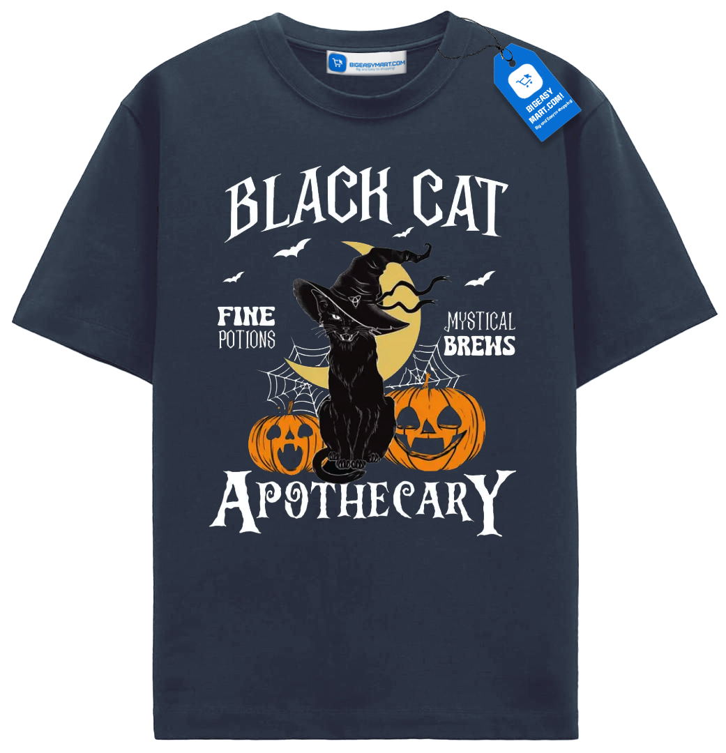 Black Cat Apothecary T Shirt, Vintage Halloween Witchy Cat Tee Black Cat Apothecary T Shirt, Vintage Halloween Witchy Cat Tee - Image 6