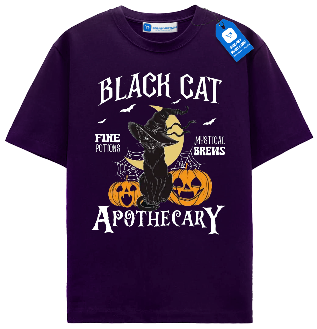 Black Cat Apothecary T Shirt, Vintage Halloween Witchy Cat Tee Black Cat Apothecary T Shirt, Vintage Halloween Witchy Cat Tee - Image 7