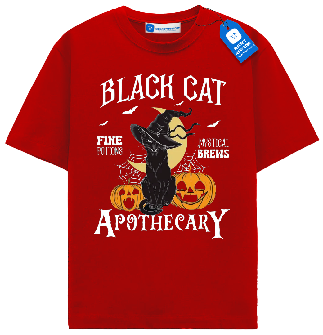 Black Cat Apothecary T Shirt, Vintage Halloween Witchy Cat Tee Black Cat Apothecary T Shirt, Vintage Halloween Witchy Cat Tee - Image 8