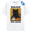 Bonjour Mon Amour T Shirt, Cute Cat Lover Tee