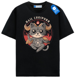 Cute Devil Cat Tee, Halloween Gift For Cat Lover