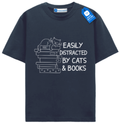 Easily Distracted By Cats And Books, Bookish Cat T Shirt