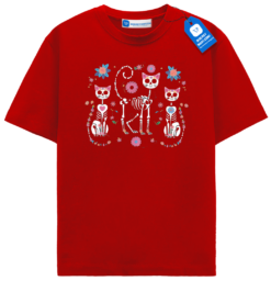 Floral Skeleton Cats T Shirt