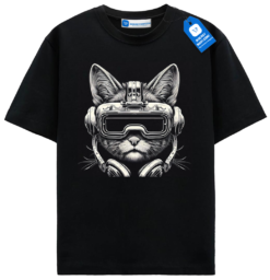 Futuristic Cat Headphones Tee, Gift For Cat Lover