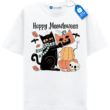 Happy Meowloween T Shirt, Cat Mom, Cat Dad Tee