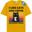 I Like Cats And Coffee T Shirt, Retro Sunset Cat Shirt