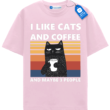 I Like Cats And Coffee T Shirt, Retro Sunset Cat Shirt