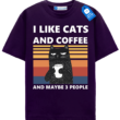 I Like Cats And Coffee T Shirt, Retro Sunset Cat Shirt