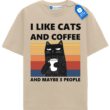 I Like Cats And Coffee T Shirt, Retro Sunset Cat Shirt