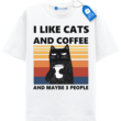 I Like Cats And Coffee T Shirt, Retro Sunset Cat Shirt
