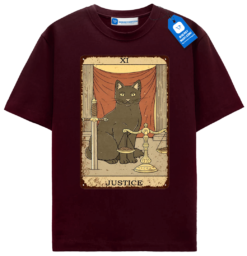 Justice Tarot Cat T Shirt, Vintage Black Cat Tarot Card Tee