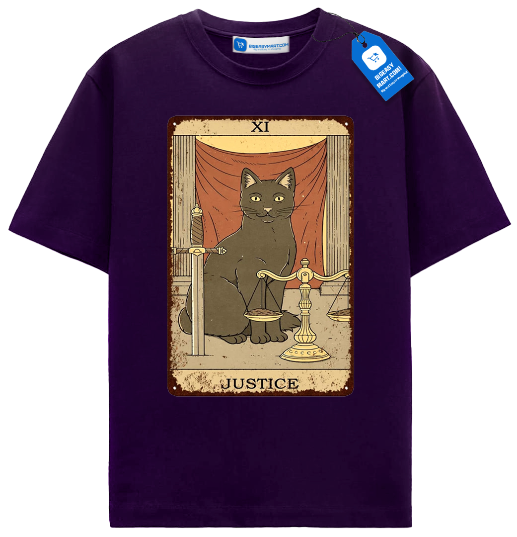 Justice Tarot Cat T Shirt, Vintage Black Cat Tarot Card Tee Justice Tarot Cat T Shirt, Vintage Black Cat Tarot Card Tee - Image 10