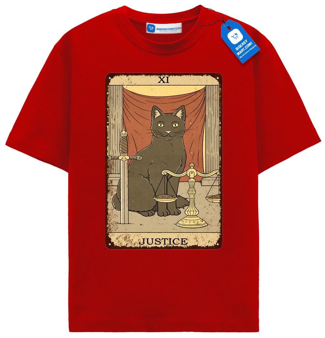 Justice Tarot Cat T Shirt, Vintage Black Cat Tarot Card Tee Justice Tarot Cat T Shirt, Vintage Black Cat Tarot Card Tee - Image 11