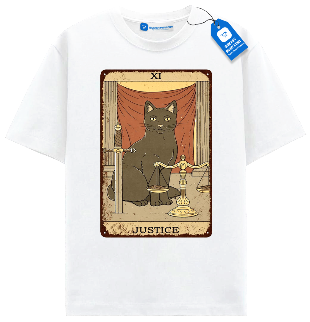 Justice Tarot Cat T Shirt, Vintage Black Cat Tarot Card Tee Justice Tarot Cat T Shirt, Vintage Black Cat Tarot Card Tee - Image 13