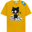 Kawaii Skull Cat T Shirt, Spooky Cute Black Cat Tee