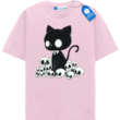 Kawaii Skull Cat T Shirt, Spooky Cute Black Cat Tee