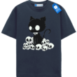 Kawaii Skull Cat T Shirt, Spooky Cute Black Cat Tee