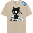 Kawaii Skull Cat T Shirt, Spooky Cute Black Cat Tee