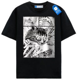Manga Bite Cat T Shirt, Anime Cat Meme Tee