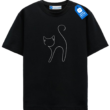 Minimal Line Cat Modern Outline T Shirt