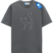 Minimal Line Cat Modern Outline T Shirt