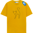 Minimal Line Cat Modern Outline T Shirt