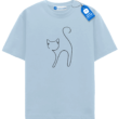Minimal Line Cat Modern Outline T Shirt