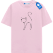 Minimal Line Cat Modern Outline T Shirt