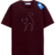 Minimal Line Cat Modern Outline T Shirt