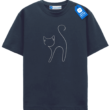Minimal Line Cat Modern Outline T Shirt