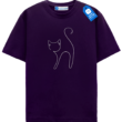 Minimal Line Cat Modern Outline T Shirt
