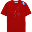 Minimal Line Cat Modern Outline T Shirt