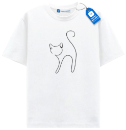 Minimal Line Cat Modern Outline T Shirt